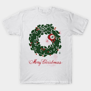 Vintage Merry Christmas Wreath T-Shirt